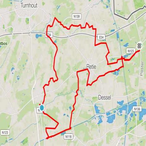 Kaart zondagstocht Kasterlee